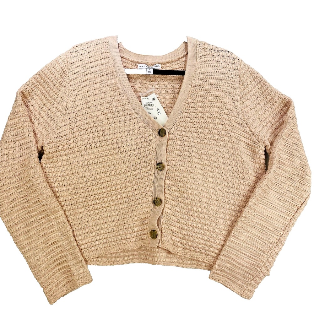 And Now This Womens XL‎ Light Pink 2-Piece Cardigan Camisole Sweater Set